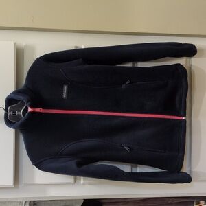 Columbia Navy Blue Fleece Jacket with Pink Zipper, XS, Like New